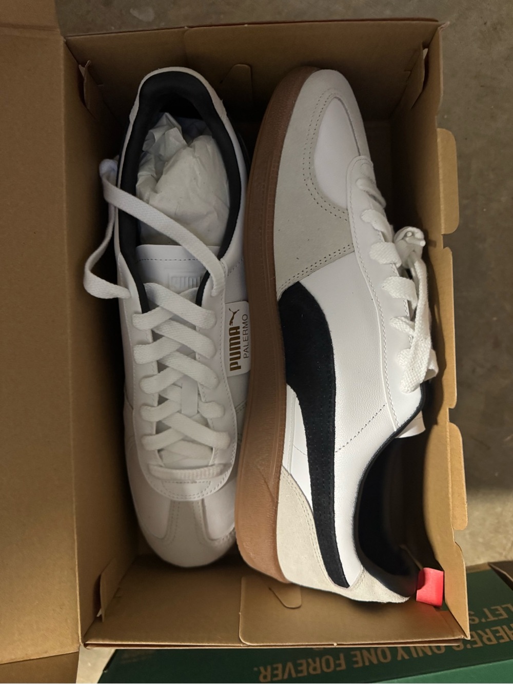 Puma White Black Gum-Soled Palermo Sneakers